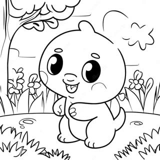 Page A Colorier De Chao Mignon Jouant Dans Le Jardin 29257-26422