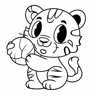 Page A Colorier Bebe Tigre Mignon Jouant Avec Une Balle 29448-26565