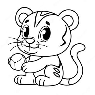 Page A Colorier Bebe Tigre Mignon Jouant Avec Une Balle 29448-26566