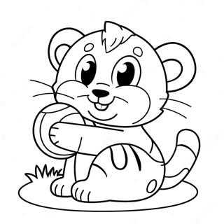 Page A Colorier Bebe Tigre Mignon Jouant Avec Une Balle 29448-26568