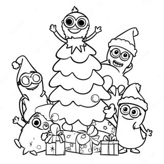 Page A Colorier Des Minions Festifs Decorant Un Arbre 29558-26653