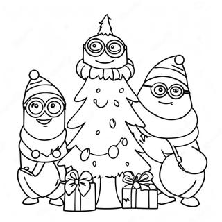 Page A Colorier Des Minions Festifs Decorant Un Arbre 29558-26655