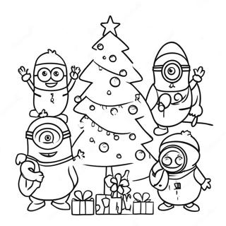 Page A Colorier Des Minions Festifs Decorant Un Arbre 29558-26656