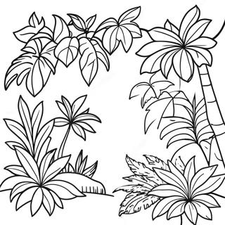 Page A Colorier De Jungle Tropicale Avec Des Vignes 29708-26774