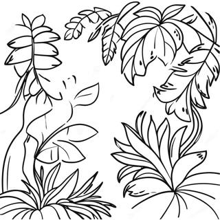 Page A Colorier De Jungle Tropicale Avec Des Vignes 29708-26775