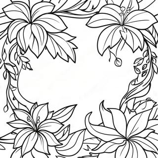 Page A Colorier De Jungle Tropicale Avec Des Vignes 29708-26776