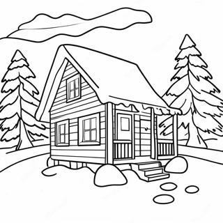 Page A Colorier De La Cabane Dhiver Confortable 29949-26957