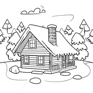 Page A Colorier De La Cabane Dhiver Confortable 29949-26959