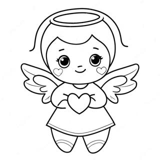 Page A Colorier Petit Ange Mignon Avec Un Coeur 30049-27038