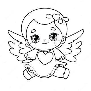 Page A Colorier Petit Ange Mignon Avec Un Coeur 30049-27039