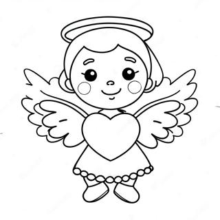 Page A Colorier Petit Ange Mignon Avec Un Coeur 30049-27040