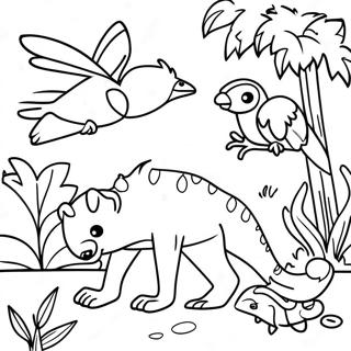 Page A Colorier Animaux De La Foret Tropicale Luxuriante 30059-27046