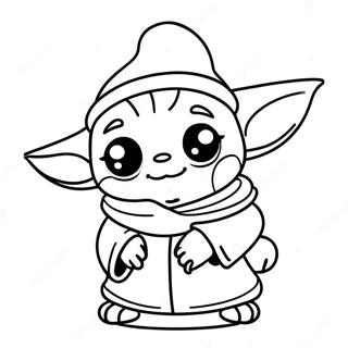 Page A Colorier Bebe Yoda Mignon Avec Chapeau De Noel 30139-27110