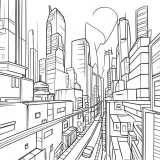 Page A Colorier De Paysage Urbain Cyberpunk 30218-27171