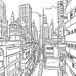 Page A Colorier De Paysage Urbain Cyberpunk 30218-27172