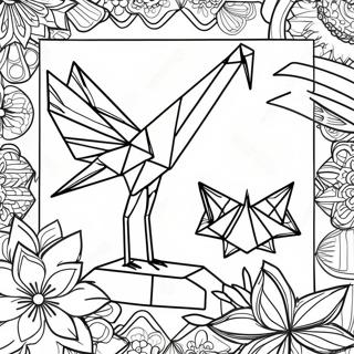 Page A Colorier De La Grue En Origami 30258-27202