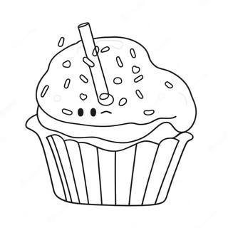 Page A Colorier De Muffin Mignon Avec Des Vermicelles 30309-27243