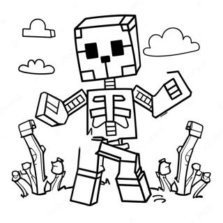 Page A Colorier Squelette Minecraft Effrayant 30459-27363