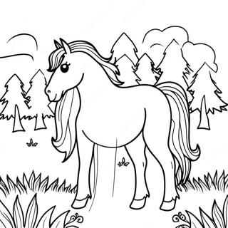 Page A Colorier De Cheval Majestueux Dans Un Pre 30479-27377