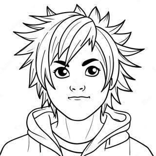 Personnage Emo Avec Des Cheveux En Piques Page A Colorier 3049-2496