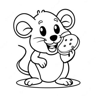 Souris Joyeuse Avec Un Cookie Page A Colorier 3069-2509