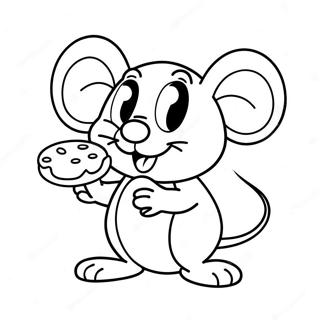 Souris Joyeuse Avec Un Cookie Page A Colorier 3069-2510