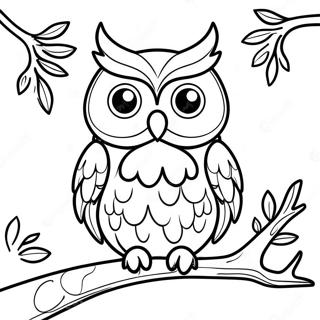 Page A Colorier Hibou Colore Assis Sur Une Branche 30719-27570