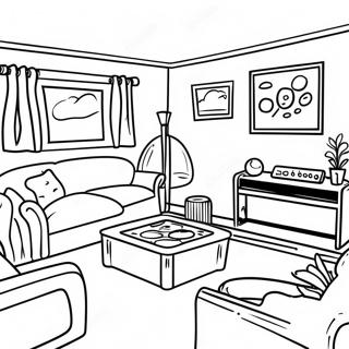 Page A Colorier Salle De Loisirs Confortable Avec Jeux 30939-27745