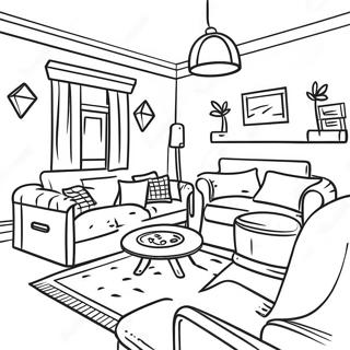 Page A Colorier Salle De Loisirs Confortable Avec Jeux 30939-27747