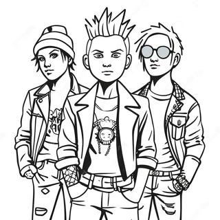 Page A Colorier Groupe De Punk Rock Audacieux 30989-27788