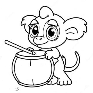 Page A Colorier Grookey Jouant Avec Un Tambour 31079-27858