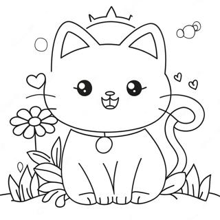 Page A Colorier De Chat Mignon Avec Des Fleurs 31199-27954