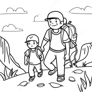 Page A Colorier Dun Pere Et Son Fils Aventuriers En Randonnee 31229-27977