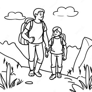 Page A Colorier Dun Pere Et Son Fils Aventuriers En Randonnee 31229-27980