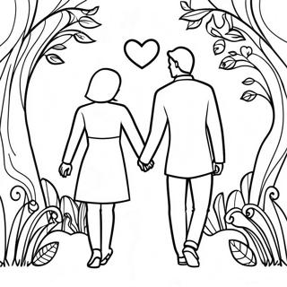 Page A Colorier Dun Couple Romantique Se Tenant La Main 3129-2559