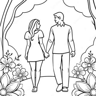 Page A Colorier Dun Couple Romantique Se Tenant La Main 3129-2560