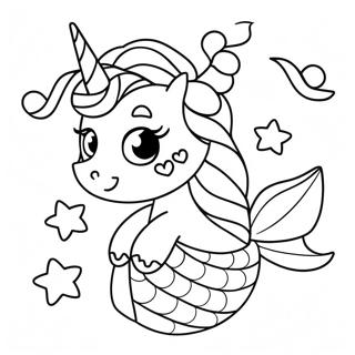 Page A Colorier Sirene Adorable Licorne Mignonne 31318-28047