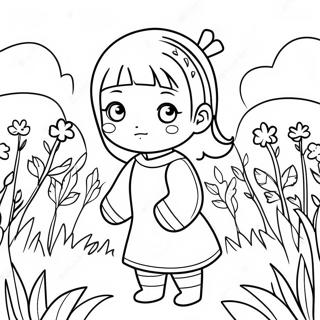 Page A Colorier De Hinata Mignonne Dans Un Champ De Fleurs 31439-28145