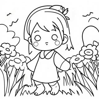 Page A Colorier De Hinata Mignonne Dans Un Champ De Fleurs 31439-28147