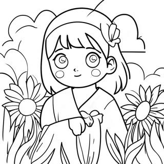 Page A Colorier De Hinata Mignonne Dans Un Champ De Fleurs 31439-28148