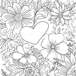 Page A Colorier Romantique Avec Des Fleurs 3149-2574