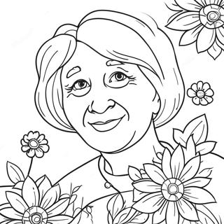 Page A Colorier Mamie Douce Avec Des Fleurs 31629-5704