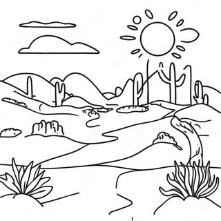 Page A Colorier Simple De Paysage Desertique 31718-16279