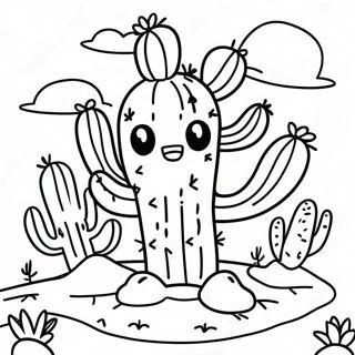 Page A Colorier Dun Cactus Mignon Dans Le Desert 31719-16281