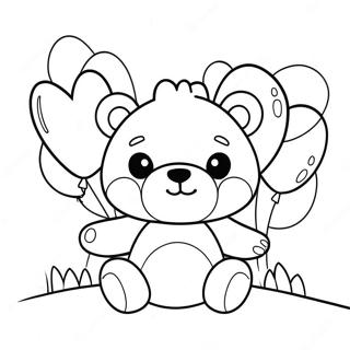 Page A Colorier Ours Kawaii Mignon Avec Des Ballons 31769-16321