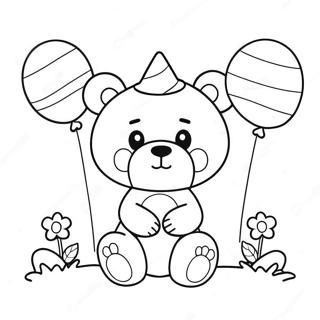 Page A Colorier Ours Kawaii Mignon Avec Des Ballons 31769-16323