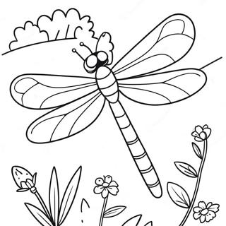 Page A Colorier De Libellule Coloree Dans Un Jardin 3179-2597