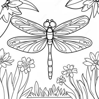 Page A Colorier De Libellule Coloree Dans Un Jardin 3179-2599