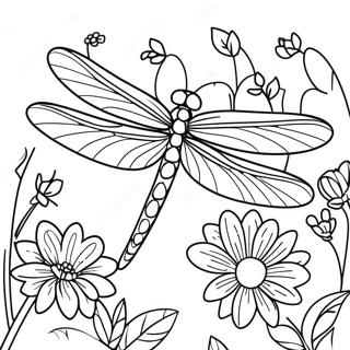 Page A Colorier De Libellule Coloree Dans Un Jardin 3179-2600