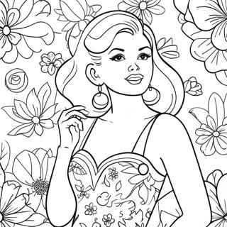 Page A Colorier De Fille Pin Up Retro En Robe Florale 31910-16428